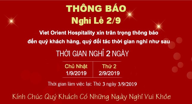 Viet Orient thông báo lịch nghỉ Quốc khánh 2/9/2019
