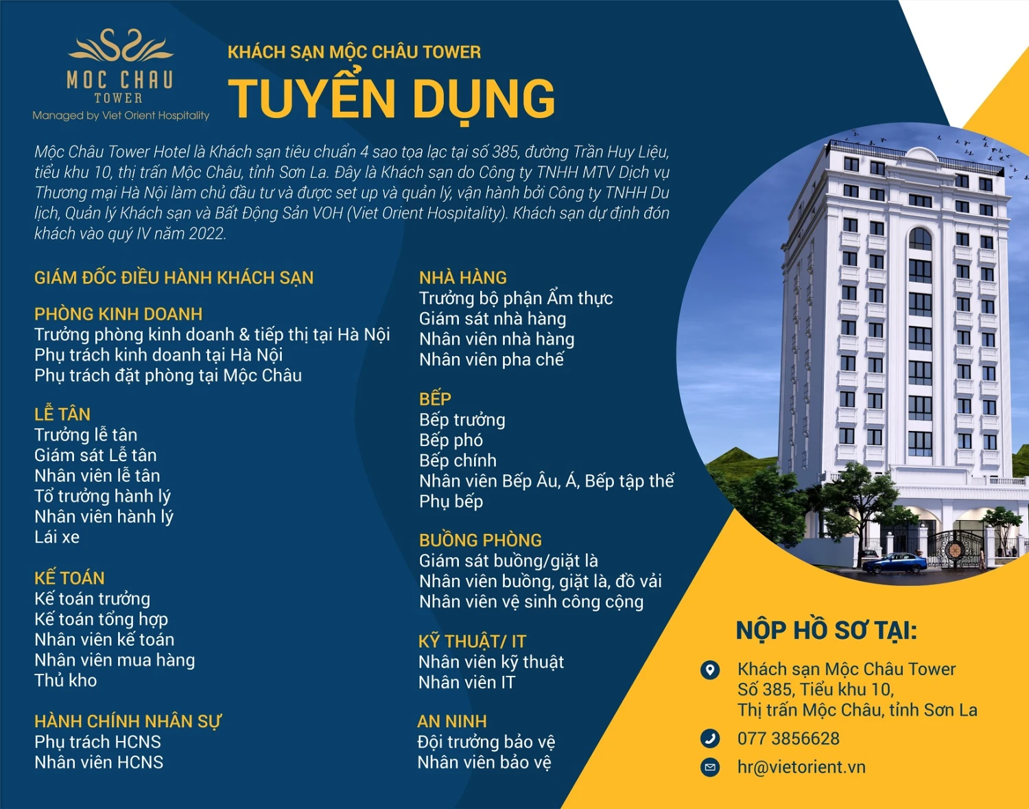 Thông báo tuyển dụng Glenda Tower Moc Chau Hotel