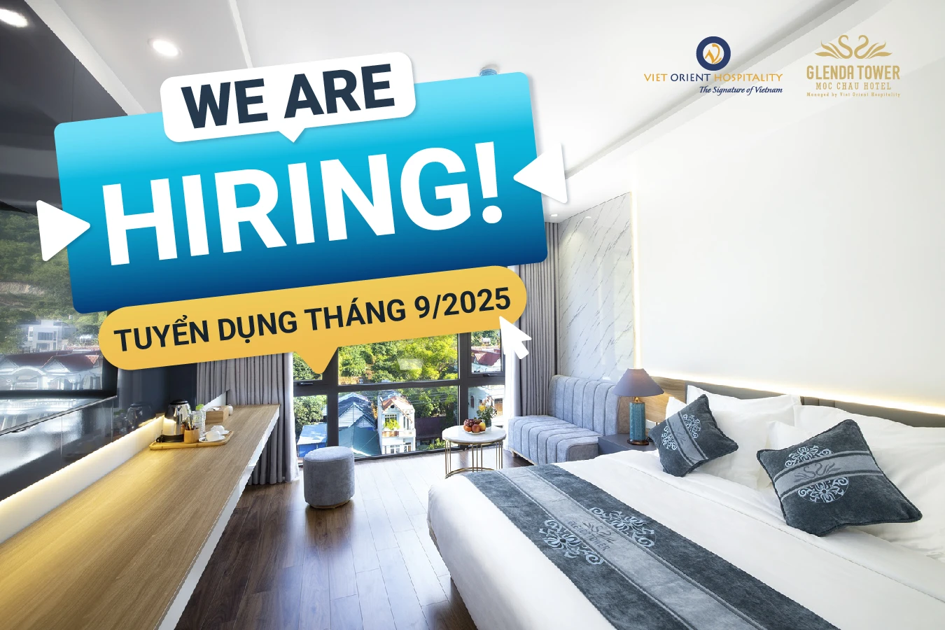 Tuyển dụng T9/2025 - Gia nhập ngay team Glenda Tower Moc Chau Hotel!