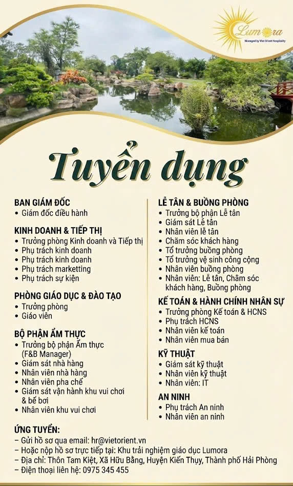 Tuyển dụng - Khu trải nghiệm giáo dục Lumora Hải Phòng