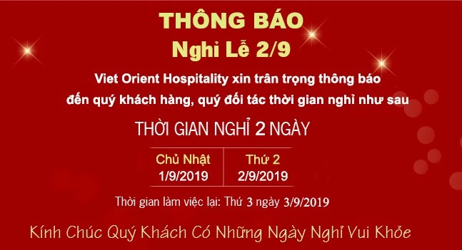 Viet Orient thông báo lịch nghỉ quốc khách 2/9/2019